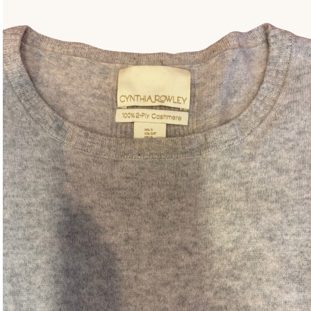 CYNTHIA ROWLEY Women's Cashmere Sweater SMALL Gray Ribbed Crewneck